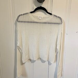 Super Down | Revolve White Cropped Sheer Knit Top